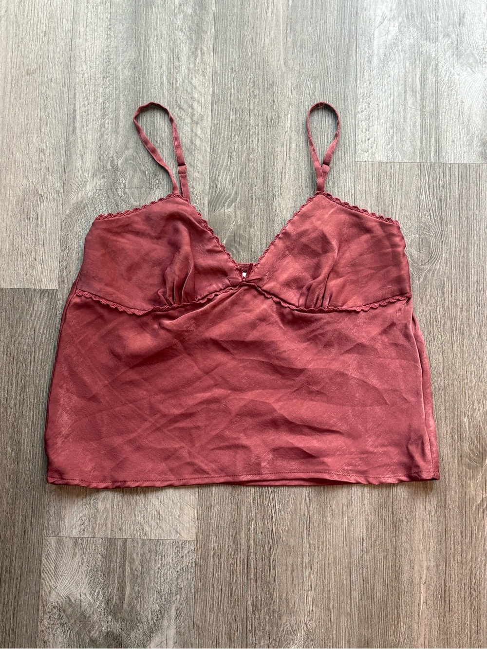 No Boundaries Rust Satin Lace Cami Y2K Top M 8-10